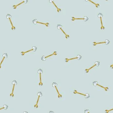 Seamless pattern gold piercing ring cartoon vector Stock Illustration