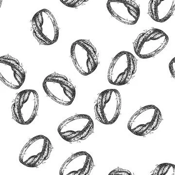 Seamless pattern gold ring jewelry sketch hand drawn Stock Illustration