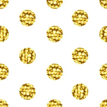 Seamless pattern with gold shine glitter dots on white background 스톡 일러스트