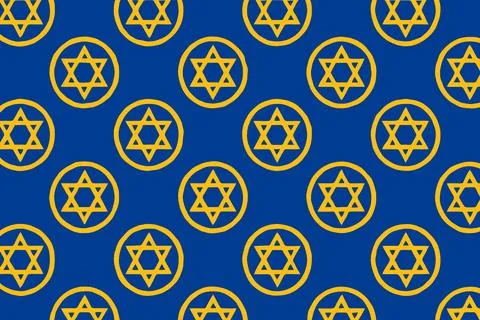 Seamless Pattern of Gold Star of David on Blue 스톡 일러스트