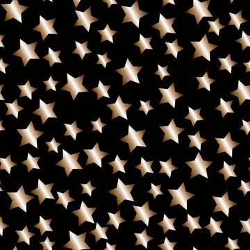 Seamless pattern with gold stars on dark black Stock Illustration