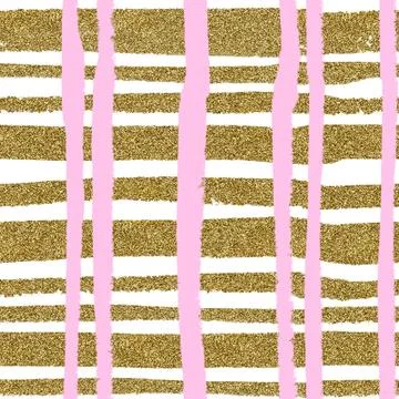 Seamless pattern gold stripes in grunge style on a white Stock Illustration