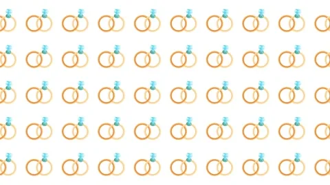 Seamless Pattern of Gold Wedding and Engagement Rings for Valentine's Stock Footage 345539886