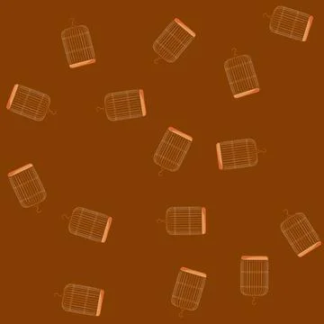 Seamless pattern golden bird cage cartoon vector Illustrazione stock