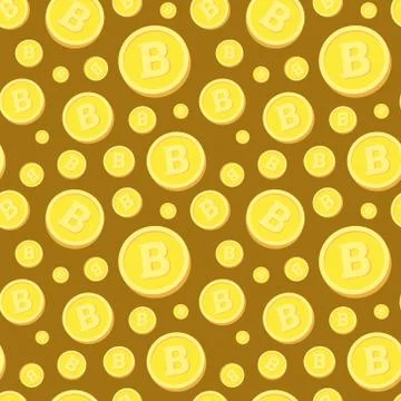 Seamless Pattern With Golden Bitcoins On Brown Background Crypto Currency Mining Stock Illustration