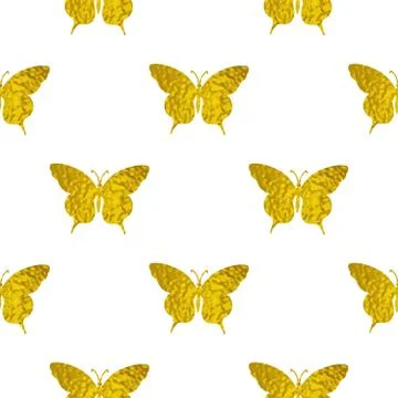 Seamless pattern with golden butterflies Stock Illustration