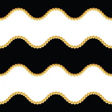 Seamless pattern of golden chains on black and white background. Stock Illustration