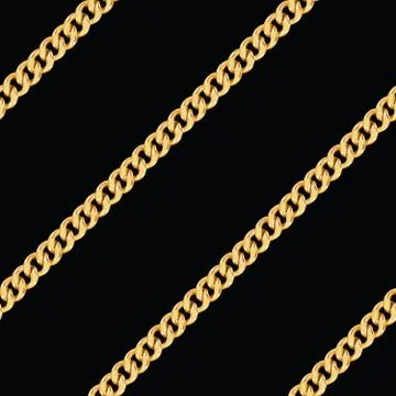 Seamless pattern of golden chains on black background. Stock Illustration