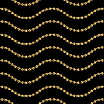 Seamless pattern of golden chains on black background. Stock Illustration