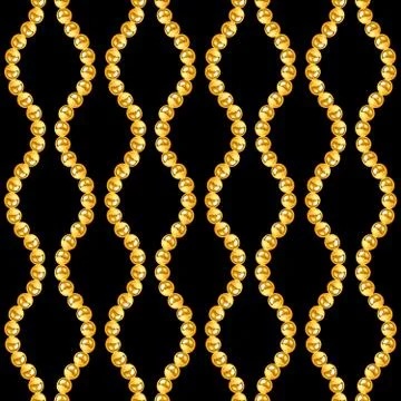 Seamless pattern of golden chains on black background. Stock Illustration