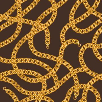 Seamless pattern with golden chains. Stock Illustration