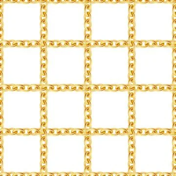 Seamless pattern of golden chains on white background. Stock Illustration