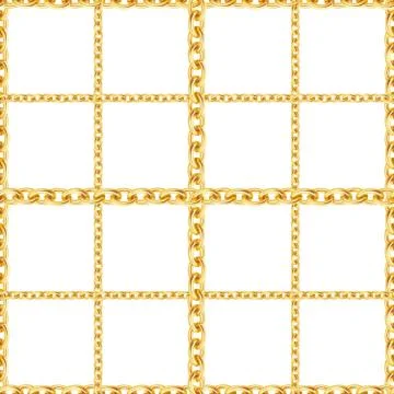 Seamless pattern of golden chains on white background. Stock Illustration