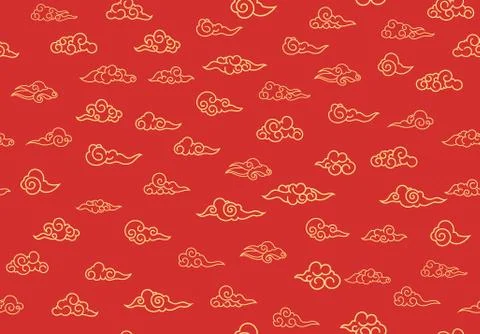 Seamless pattern of golden clouds in Chinese style Stock Illustration