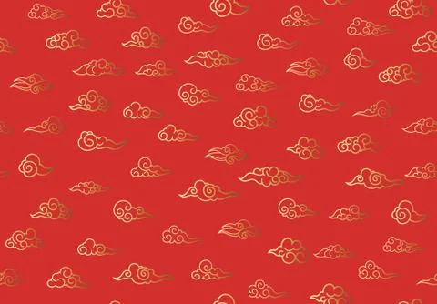 Seamless pattern of golden clouds in Chinese style Stock Illustration
