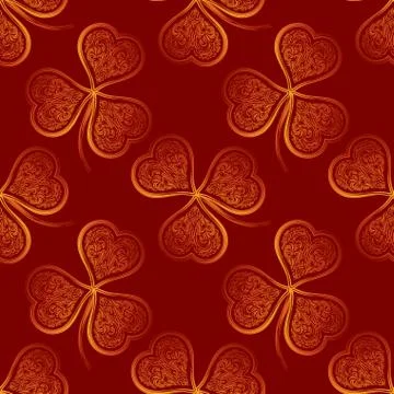 Seamless Pattern, Golden Clover Stock Illustration