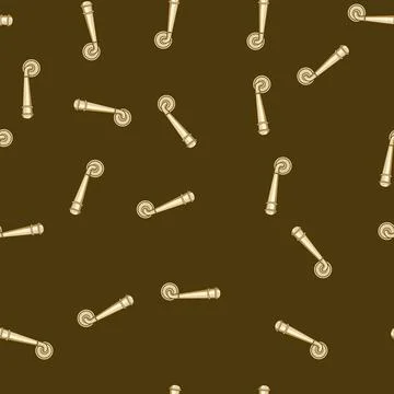Seamless pattern Golden door handle isolated on white background Illustration
