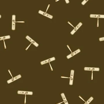 Seamless pattern Golden door handle with keyhole detail on white background Illustration