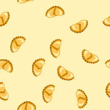 Seamless pattern golden dumpling empanada pasta pastry vector Stock Illustration