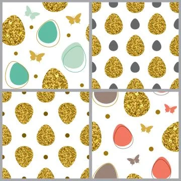 Seamless pattern with golden eggs Stock Illustration