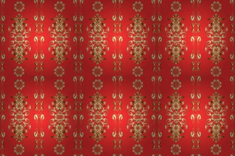 Seamless pattern golden elements. Design vintage for card, wallpaper, wrapping, Illustrazione stock