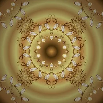 Seamless pattern golden elements. Floral classic texture. Vector illustration. G 스톡 일러스트