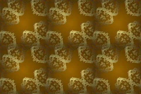 Seamless pattern golden elements. Floral classic texture. Design vintage for car 스톡 일러스트