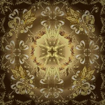 Seamless pattern golden elements. Gold template. Floral classic texture. Royal r Illustrazione stock