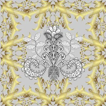 Seamless pattern golden elements. Gold template. Floral classic texture. Royal r Illustrazione stock