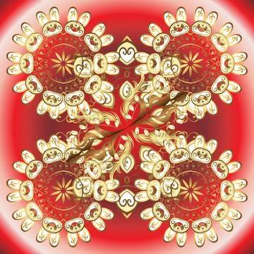 Seamless pattern golden elements. Vector illustration. Floral classic texture. G イラスト素材