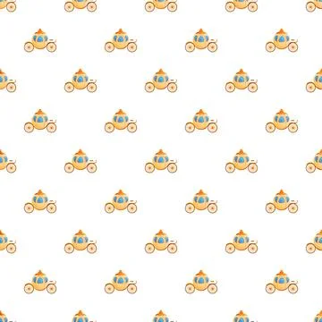 Seamless pattern with golden fantasy pumpkin carriages Illustrazione stock