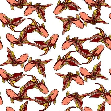 Seamless pattern with golden fishes. Stock Illustration