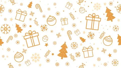 Seamless Pattern Golden Giftbox and Christmas tree for Christmas and New Ye.. Stock Illustration