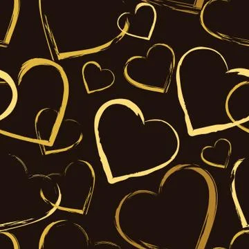 Seamless pattern with golden hearts Stock Illustration