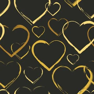 Seamless pattern with golden hearts Stock Illustration