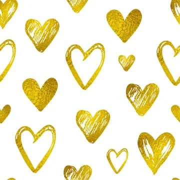 Seamless pattern with golden hearts Stock Illustration