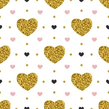 Seamless pattern with golden hearts. Stock Illustration