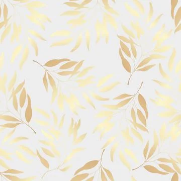 Seamless pattern golden leaves on a white background. Vector illustration. Stock Illustration