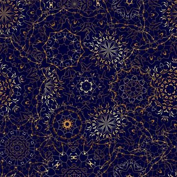 Seamless pattern with golden mandala. Stock Illustration