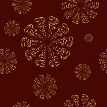 Seamless Pattern with Golden Mandalas Stock Illustration