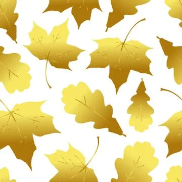 Seamless pattern with Golden maple and oak leaves Stockillustratie