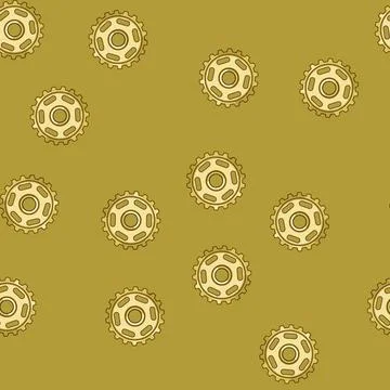 Seamless pattern Golden mechanical gear cogwheel mechanism isolated concept イラスト素材
