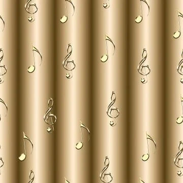 Seamless pattern with golden musical notes and treble clef 스톡 일러스트
