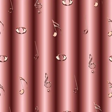 Seamless pattern with golden musical notes illustration in red colors 스톡 일러스트