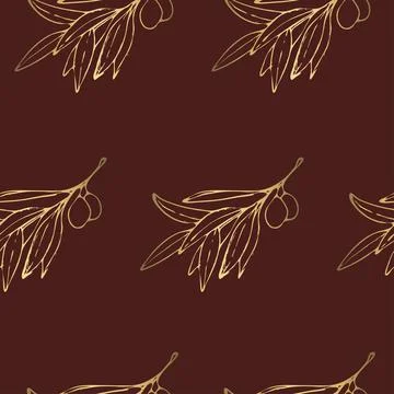 Seamless pattern with golden olive branches. Stock Illustration