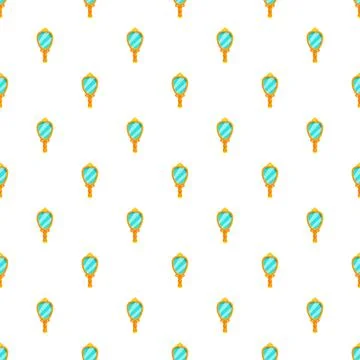 Seamless pattern with golden ornate hand mirrors on white Stock Illustration
