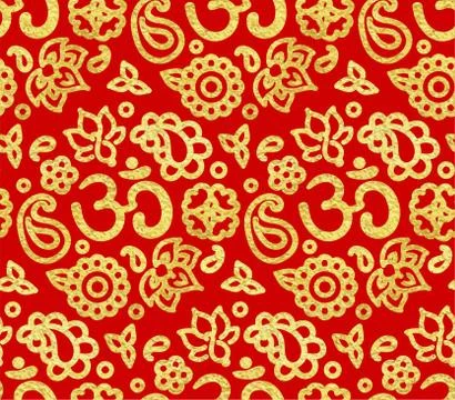 Seamless pattern with golden paint OM meditation ornamentv Stock Illustration