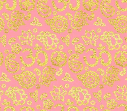 Seamless pattern with golden paint OM meditation ornament Stock Illustration