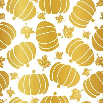 Seamless pattern with golden pumpkins vector design Stock Illustration
