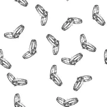 Seamless pattern golden ring wedding sketch hand drawn Stock Illustration